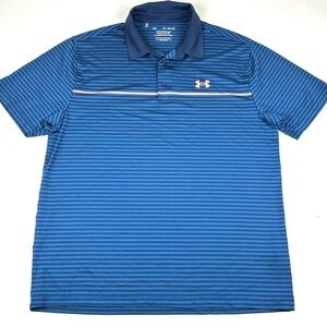 Under Armour Mens Golf Polo Shirt Playoff Polo Sz XL Blue Striped
